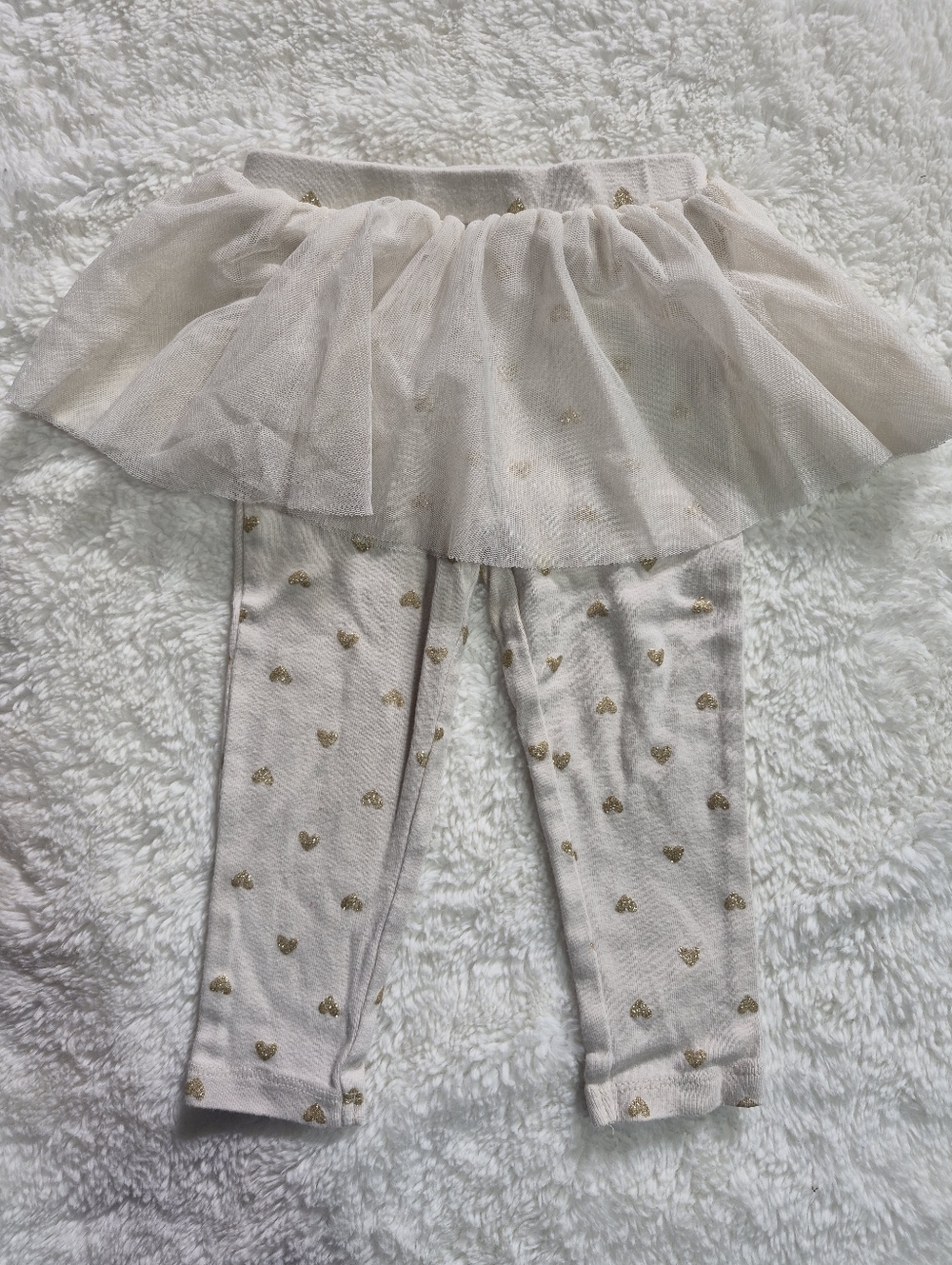 Carters 18 Month Tulle Skirted Leggings with Gold Hearts